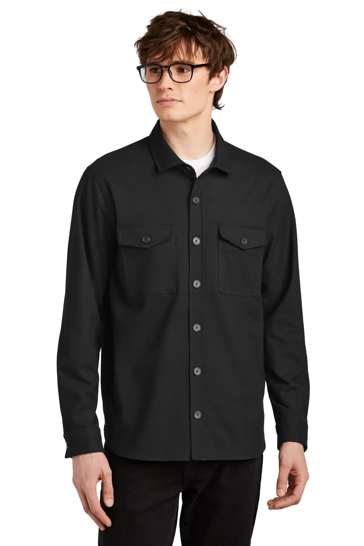 Mercer+Mettle Long Sleeve Twill Overshirt in Deep Black