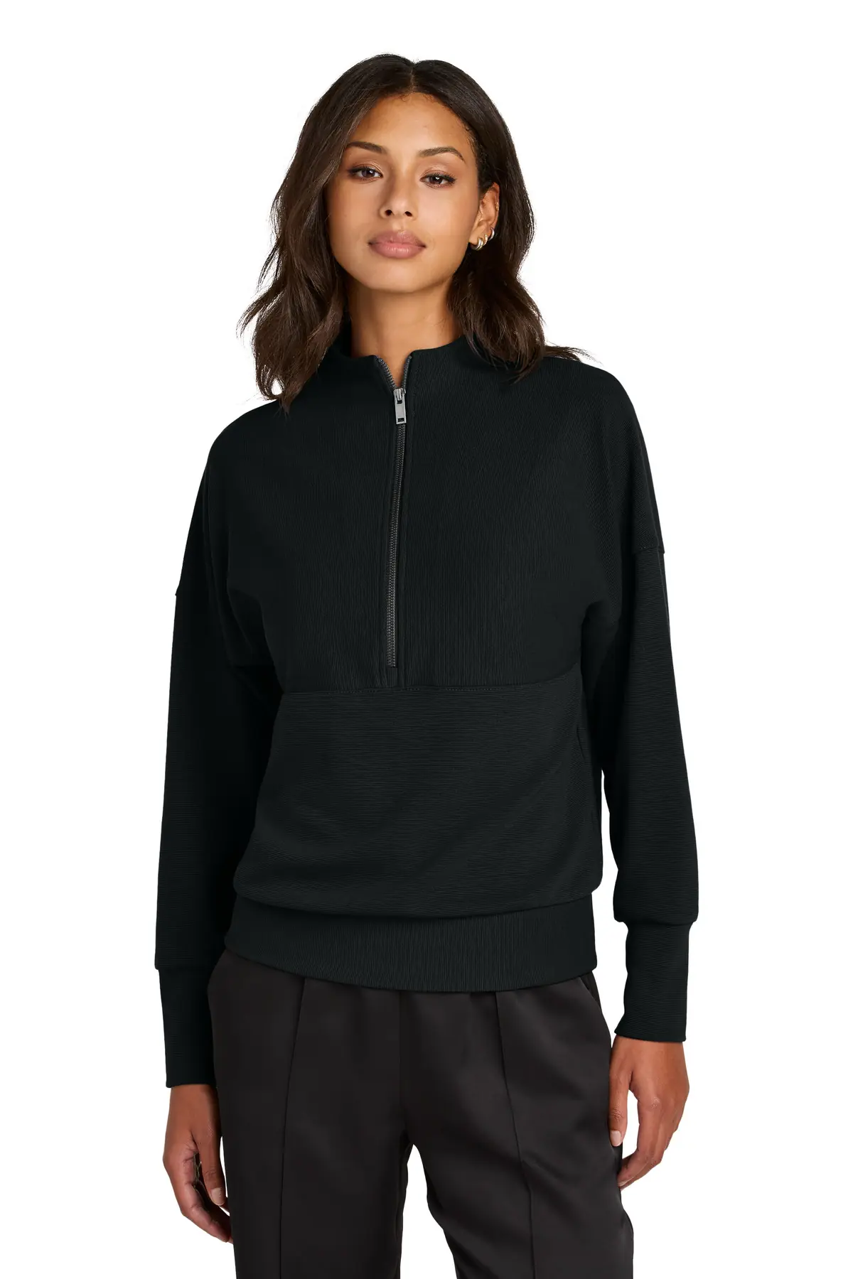 Mercer+Mettle Women's Linear Texture 1/4-Zip in Deep Black