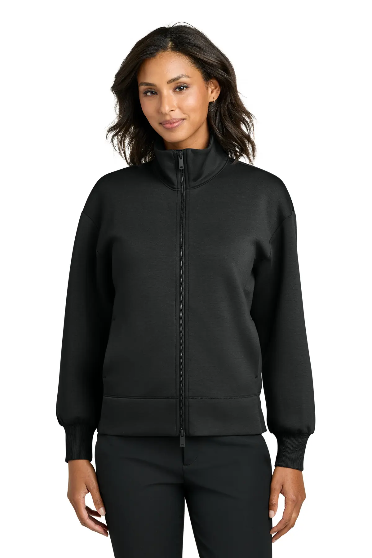 Mercer+Mettle Women's Soft Spacer Full-Zip in Deep Black
