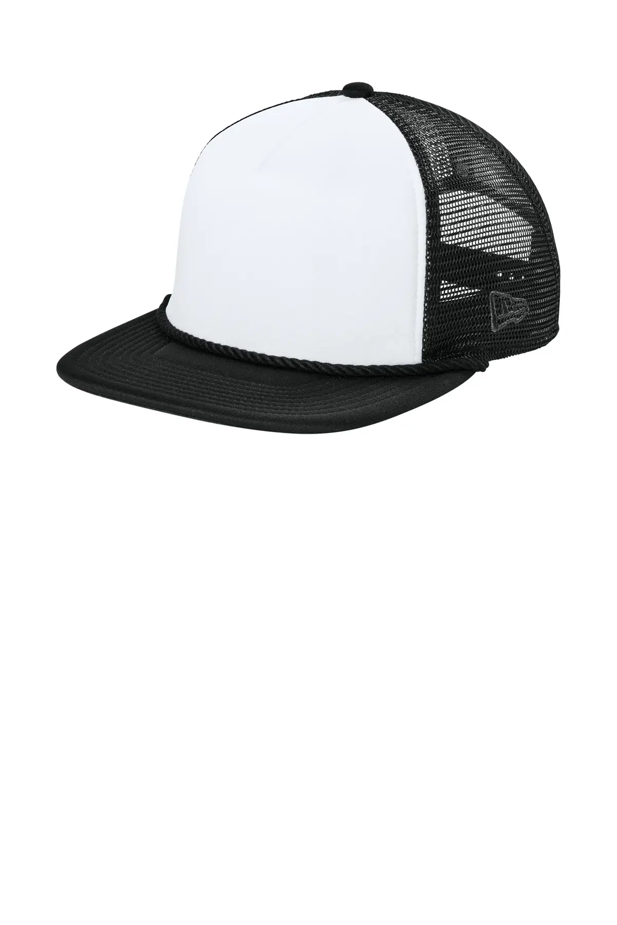 New Era Foam Rope Trucker Cap in White/ Black/ Black