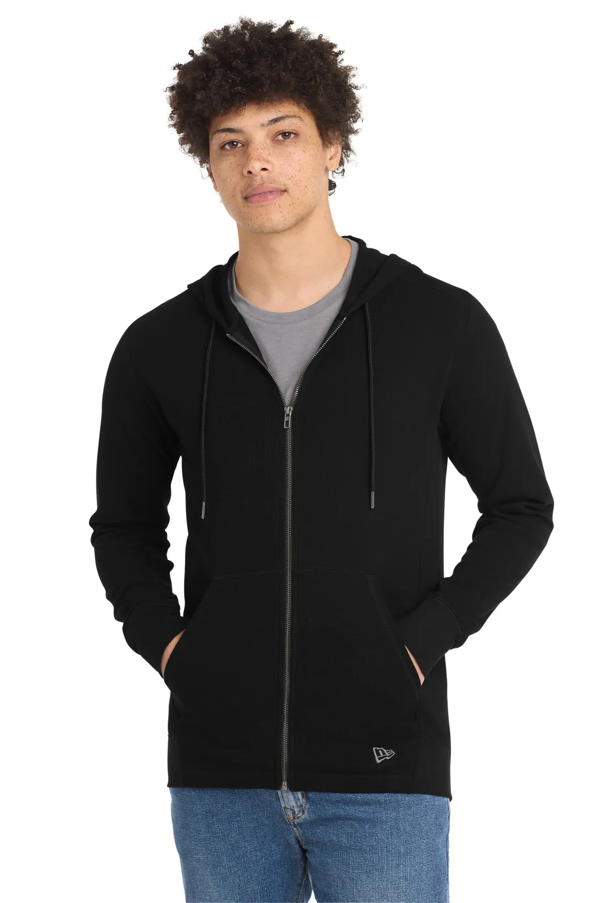 New Era Thermal Full-Zip Hoodie in Black