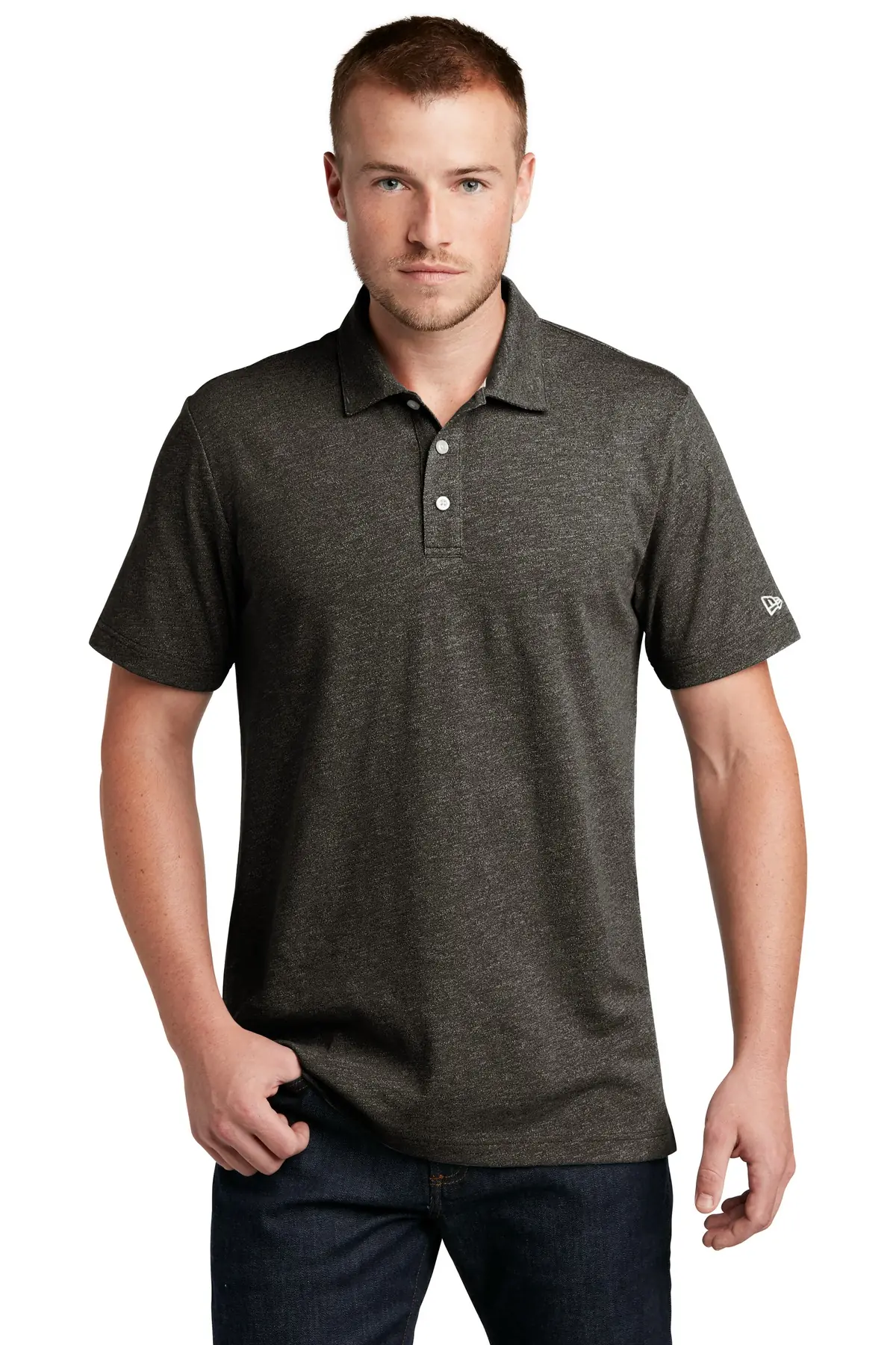 New Era Slub Twist Polo in Black Twist