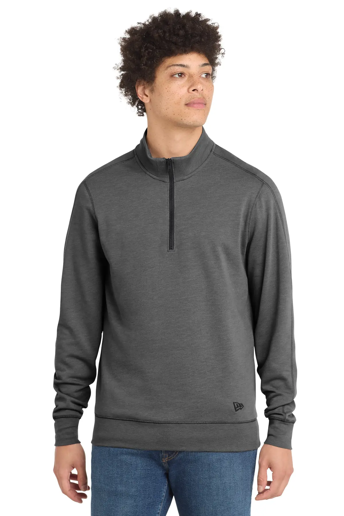 New Era Tri-Blend Fleece 1/4-Zip Pullover. in Black Heather