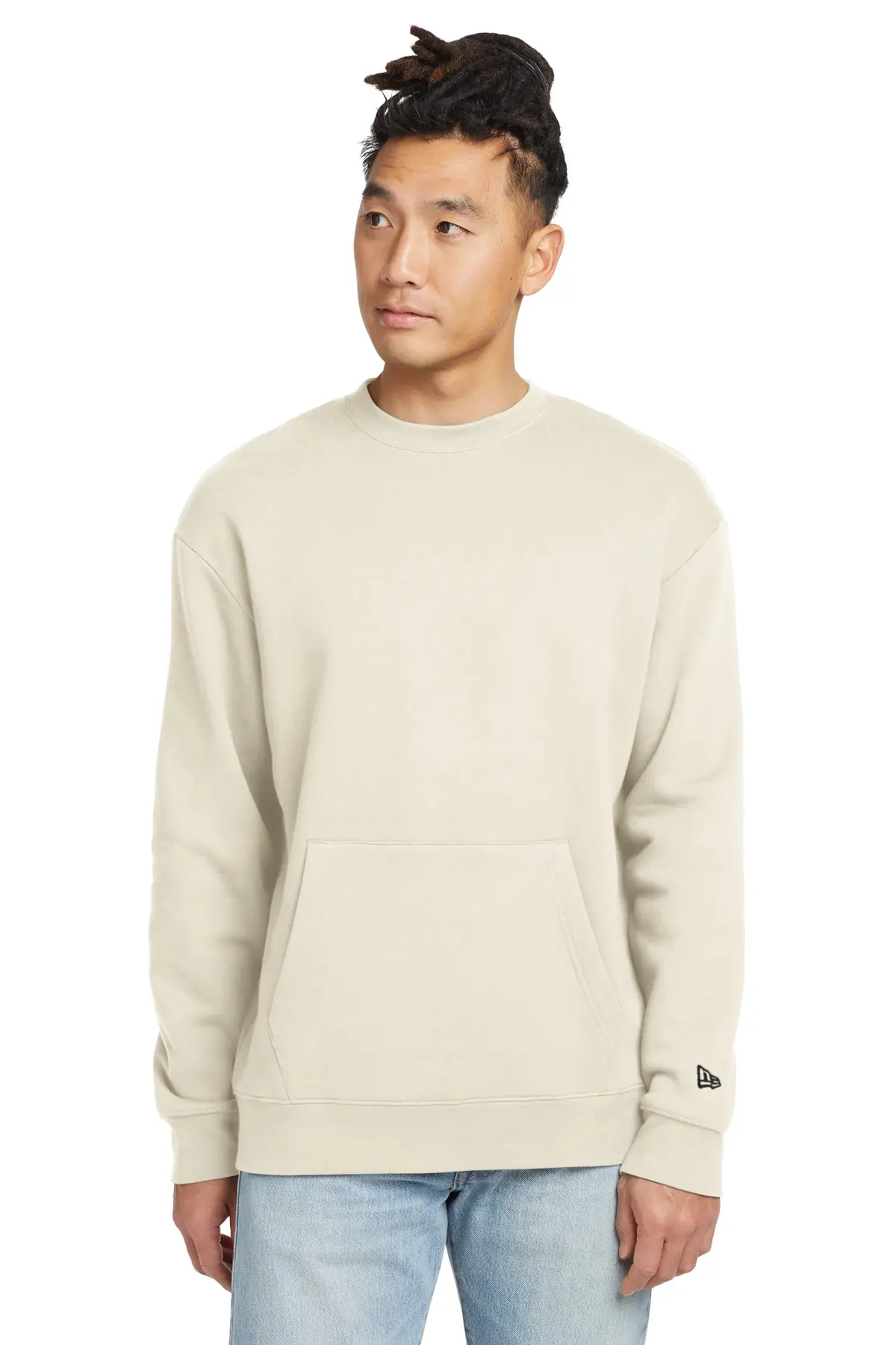 New Era Heritage Fleece Pocket Crew in Soft Beige