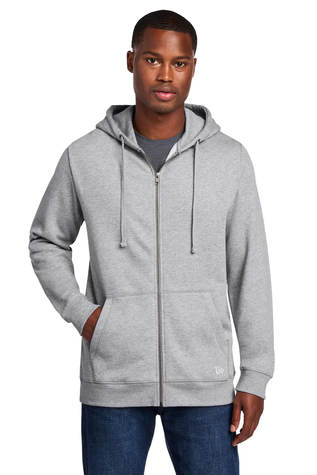 New Era Comeback Fleece Full-Zip Hoodie in Athletic Heather