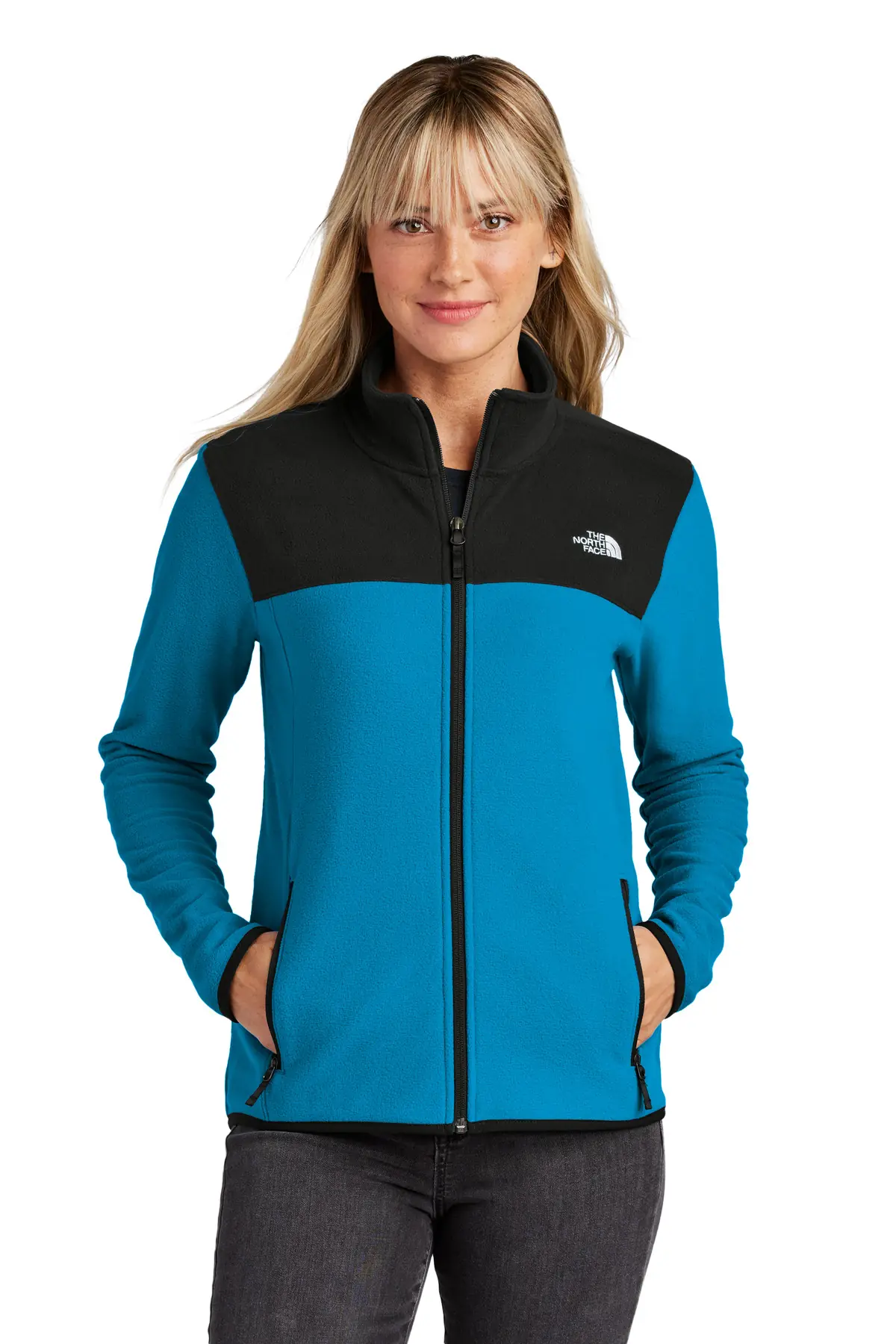 The North Face Women's Glacier Full-Zip Fleece Jacket in Hero Blue/ TNF Black