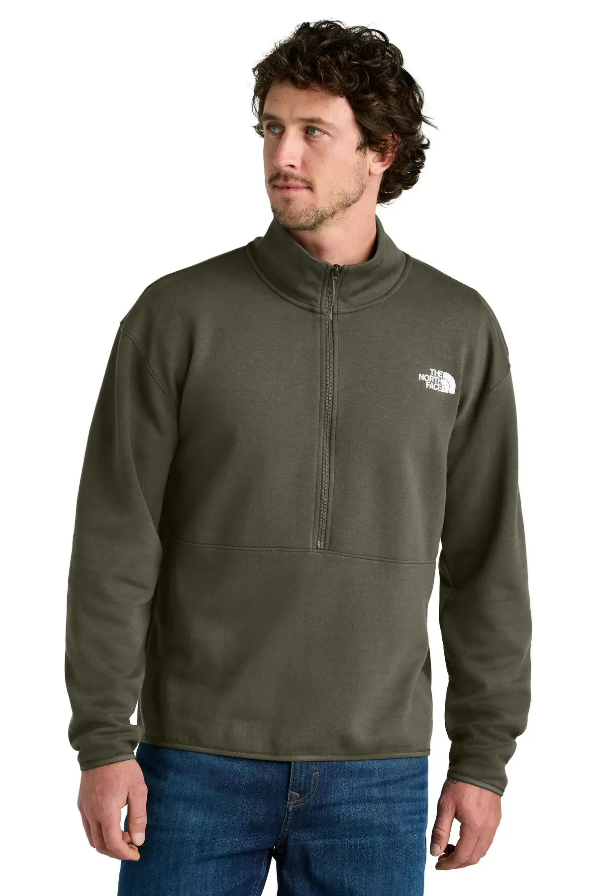 The North Face Double-Knit 1/2-Zip Fleece in New Taupe Green