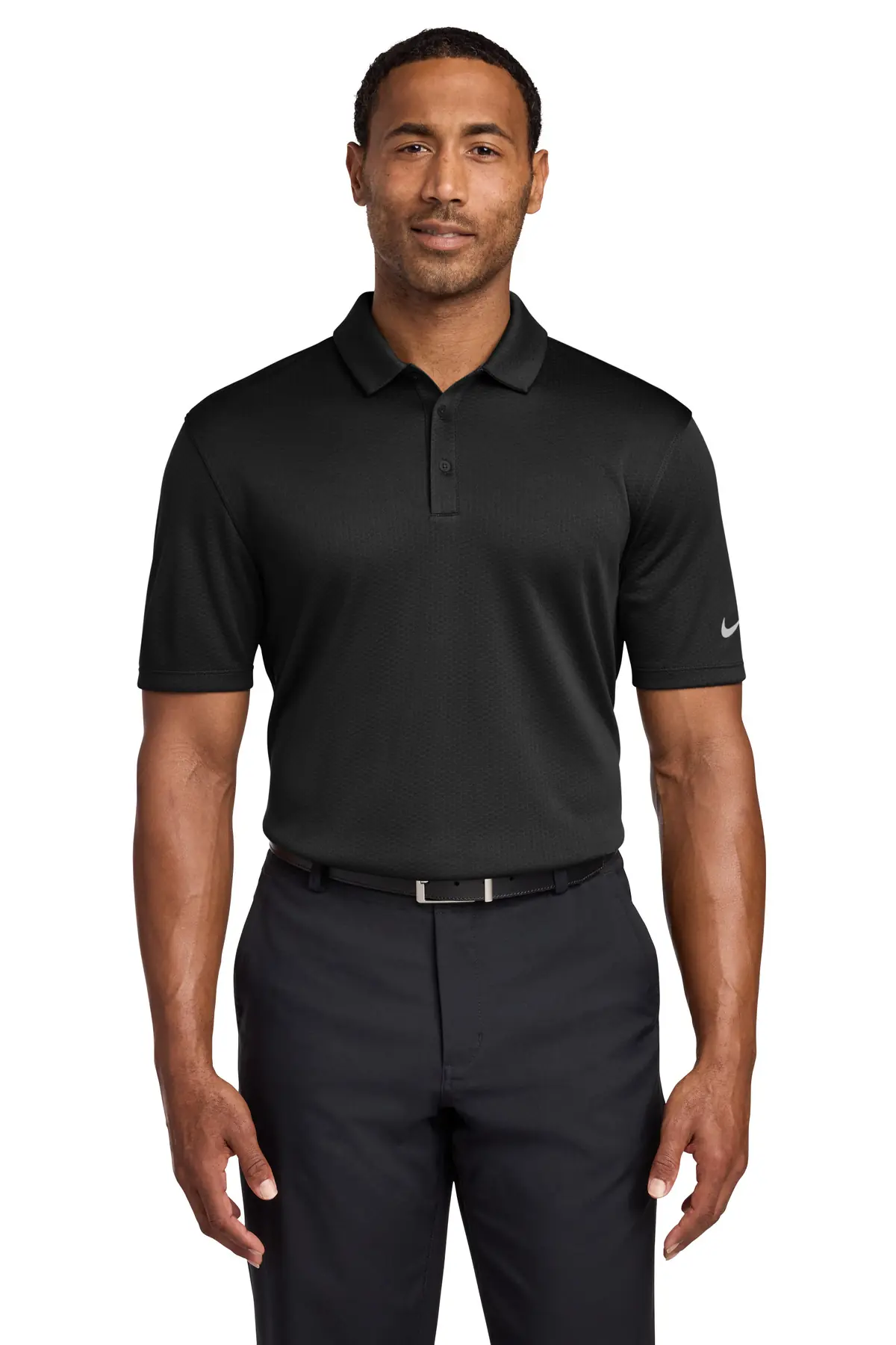 Nike Dri-FIT Hex Textured Polo. in Black