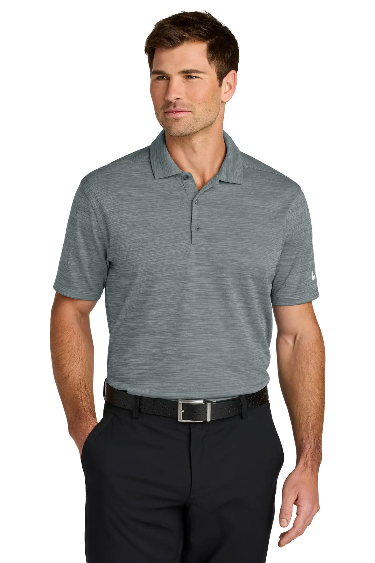 Nike Dri-FIT Striated Polo in Cool Grey