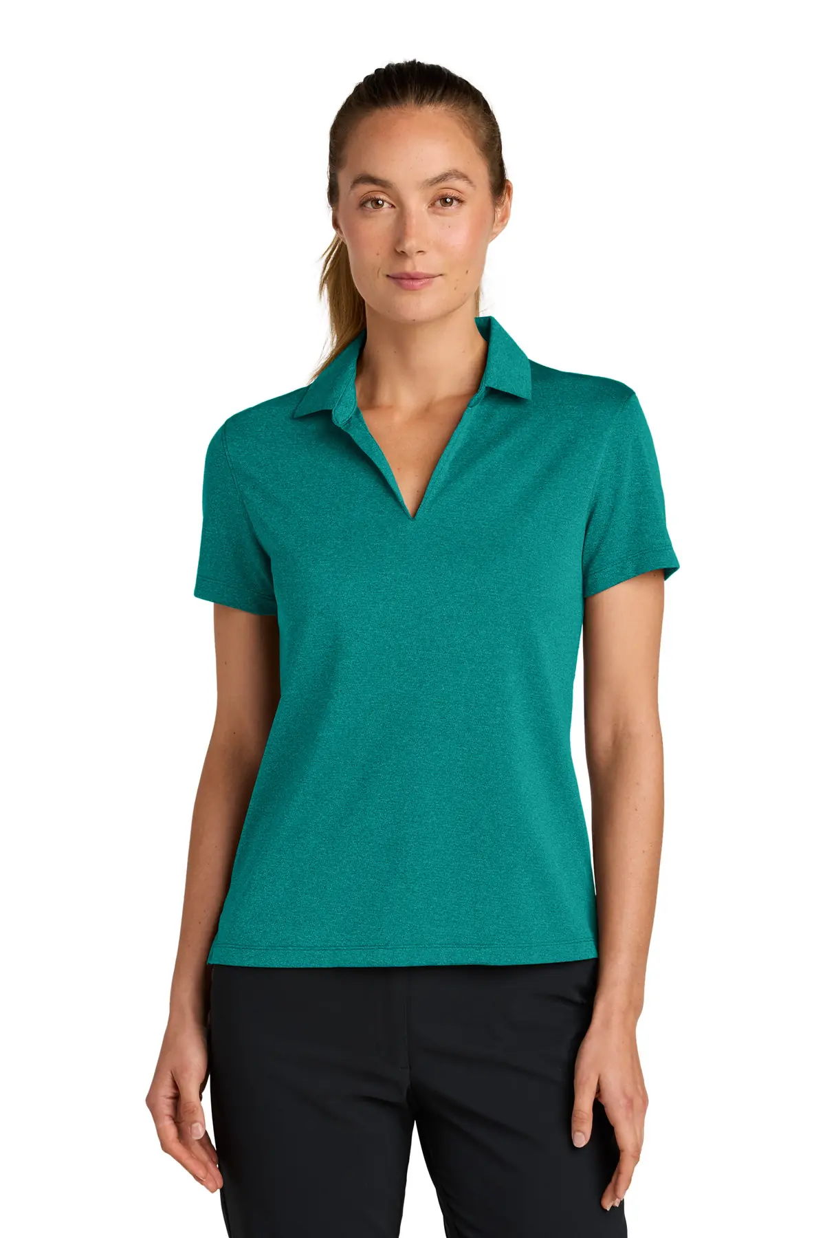 Nike Women's Dri-FIT Smooth Heather Polo in Bright Spruce Heather