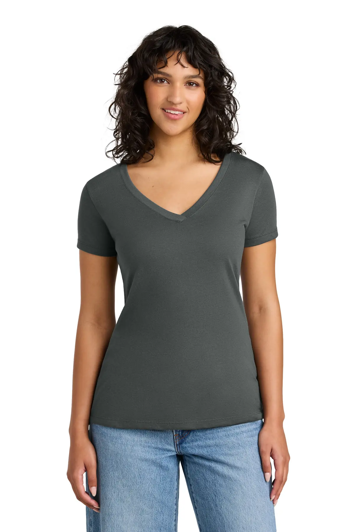Next Level Apparel Women's Ideal V-Neck Tee in Dark Gray
