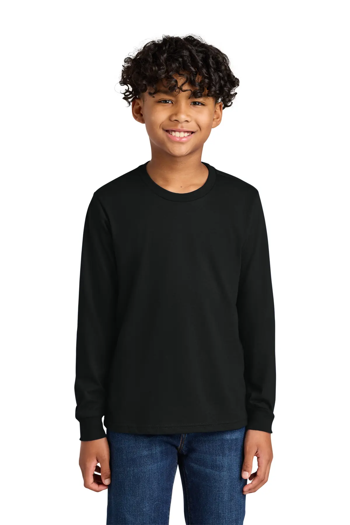 Next Level Apparel Youth Cotton Long Sleeve Tee in Black