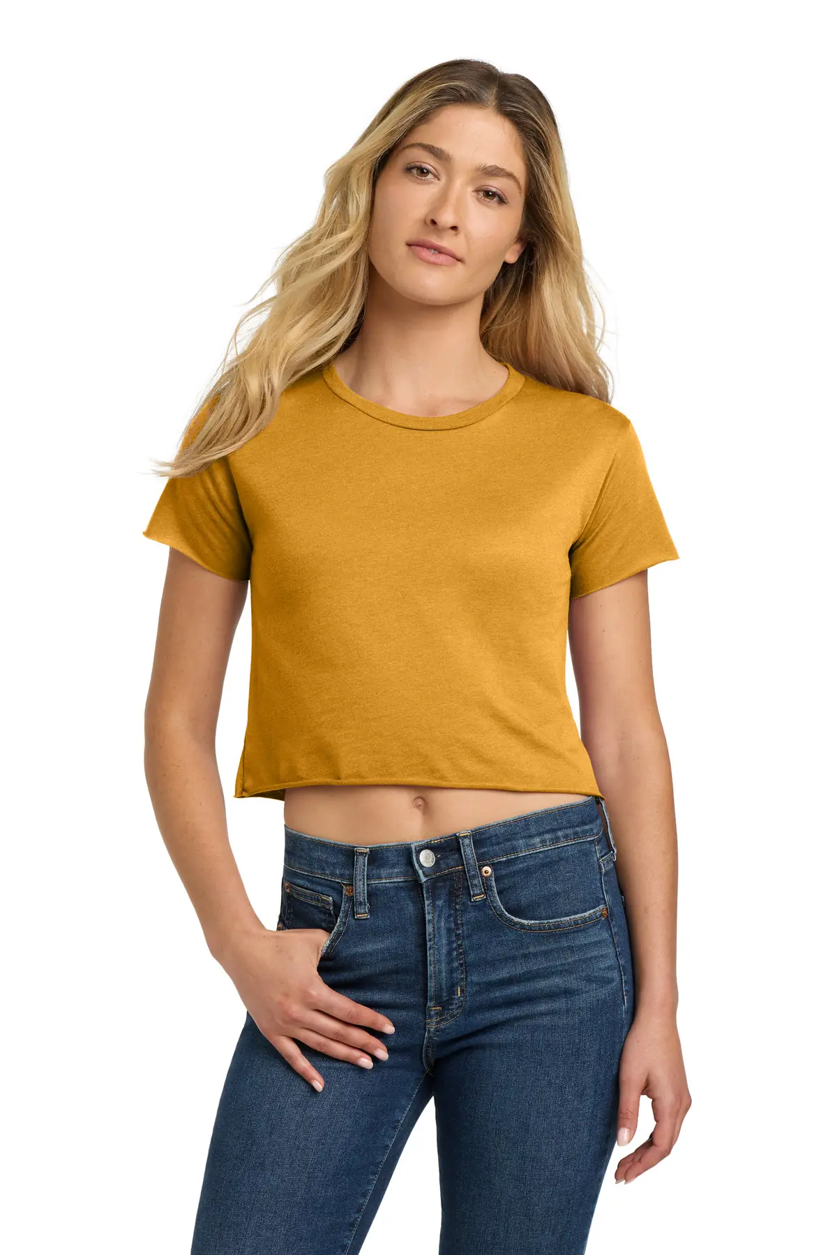 Next Level Apparel Women's Festival Cali Crop Tee. in Antique Gold