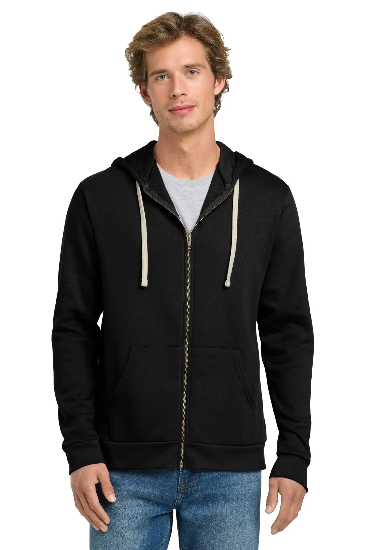 Next Level Apparel Adult Santa Barbara Zip Hoodie. in Black