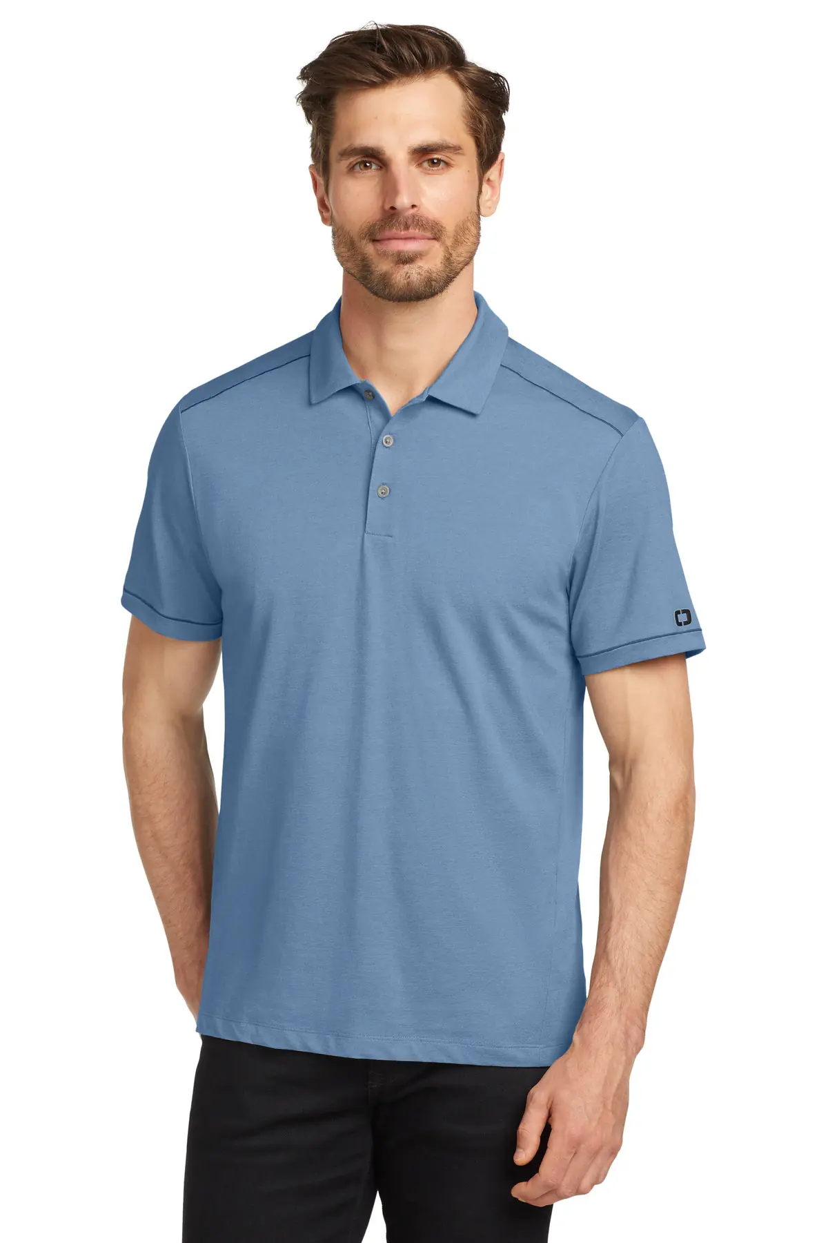 OGIO Code Stretch Polo. in Force Blue Heather