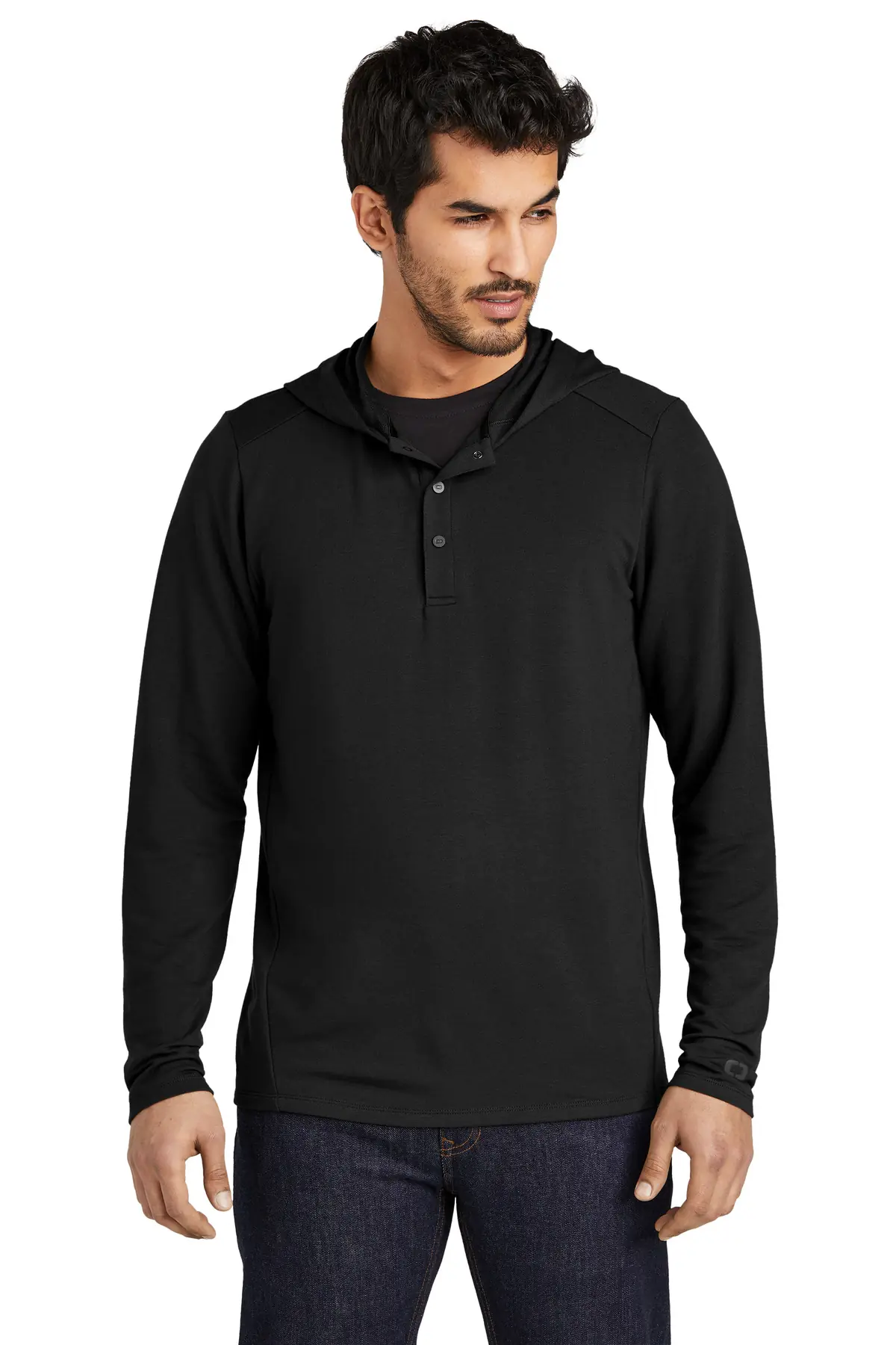 OGIO Luuma Flex Hooded Henley in Blacktop