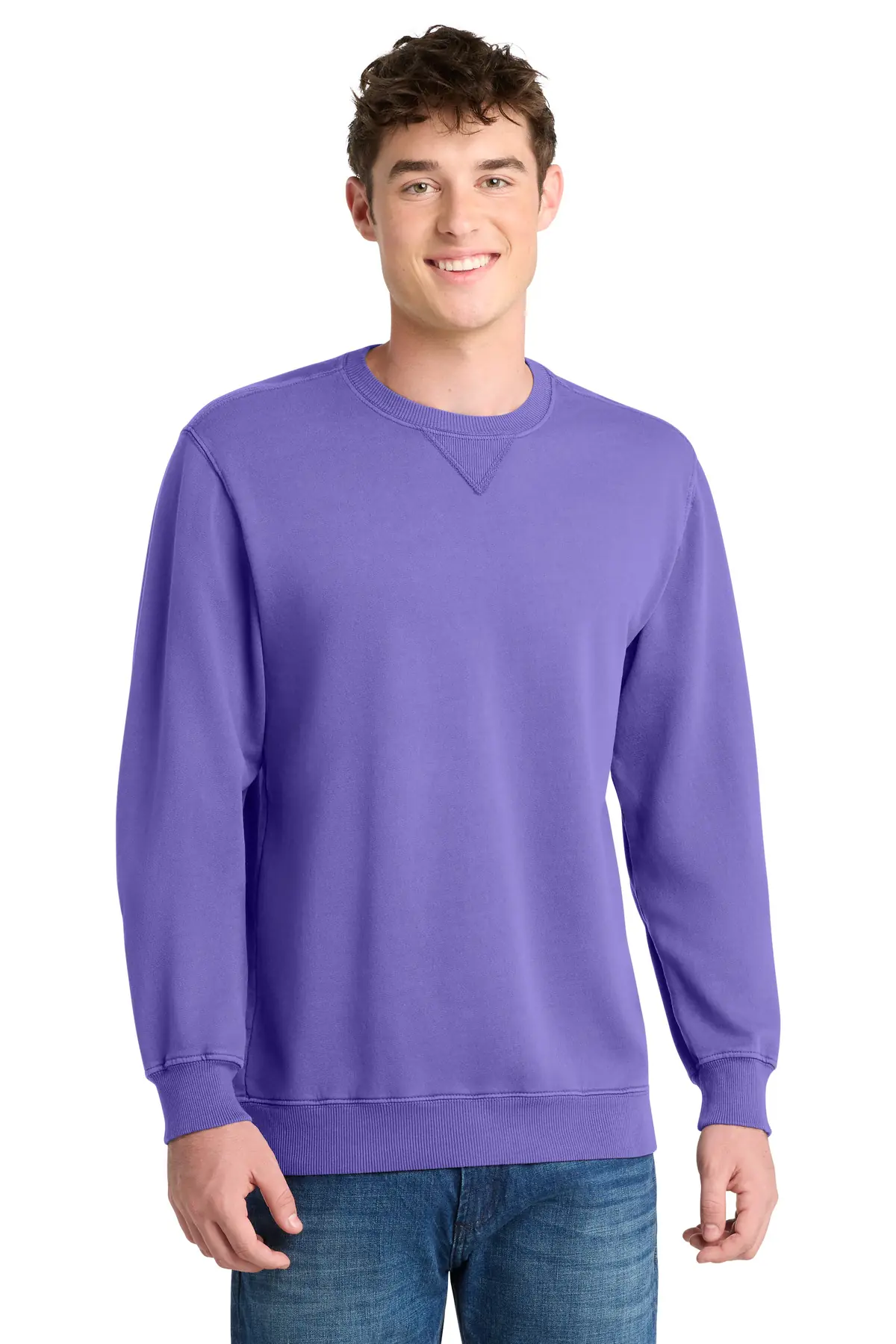 Port & Co Beach Wash Garment-Dyed Crewneck Sweatshirt in Amethyst