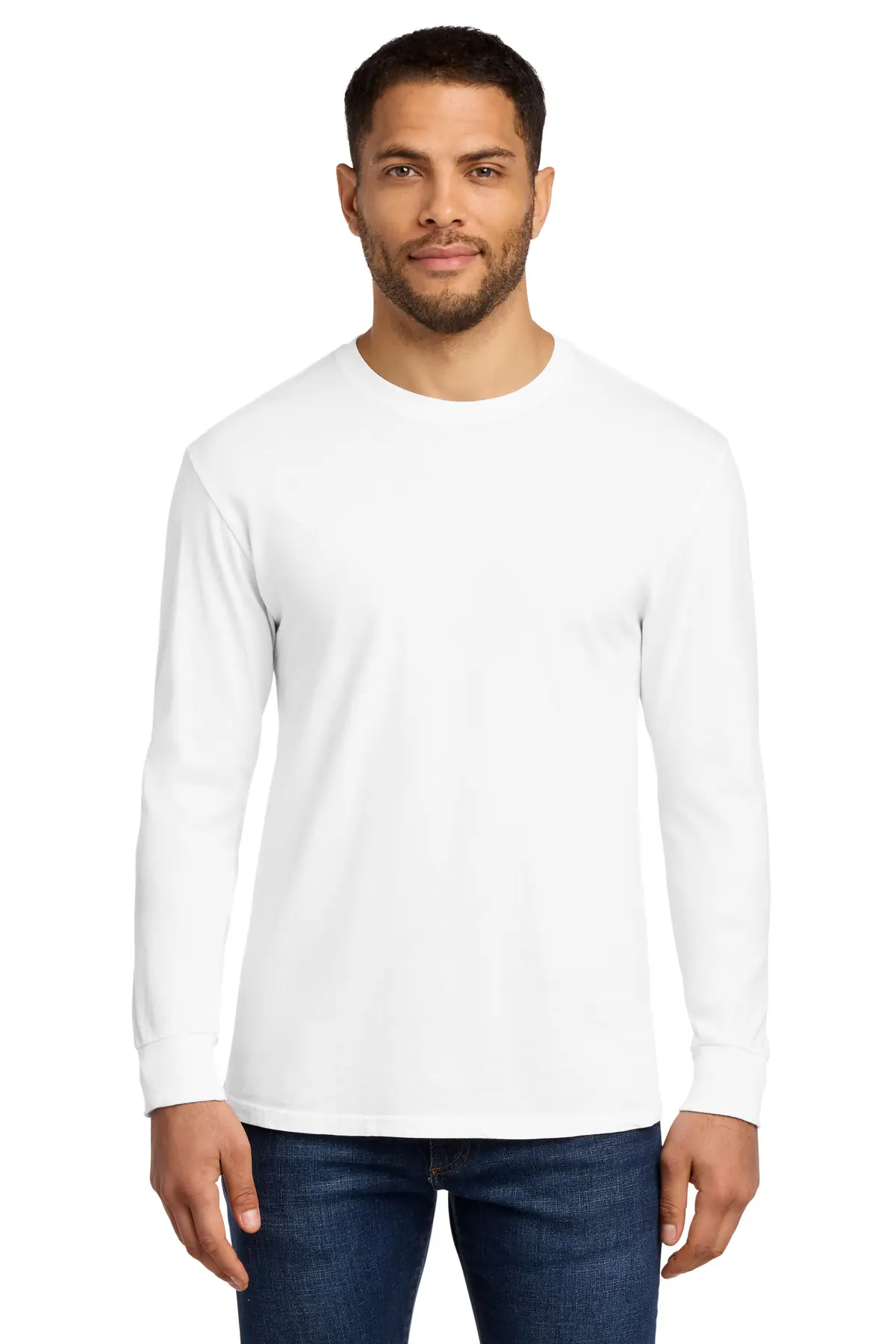 Port & Co Beach Wash Garment-Dyed Long Sleeve Tee in White
