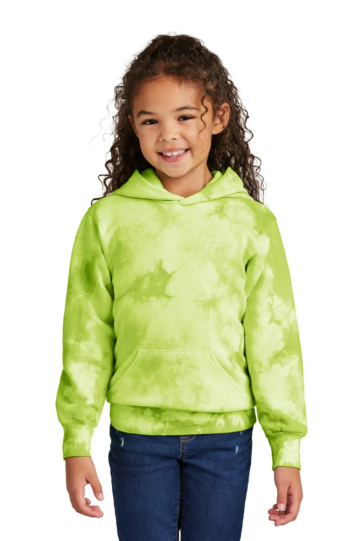 Port & Co Youth Crystal Tie-Dye Pullover Hoodie in Lemon Lime