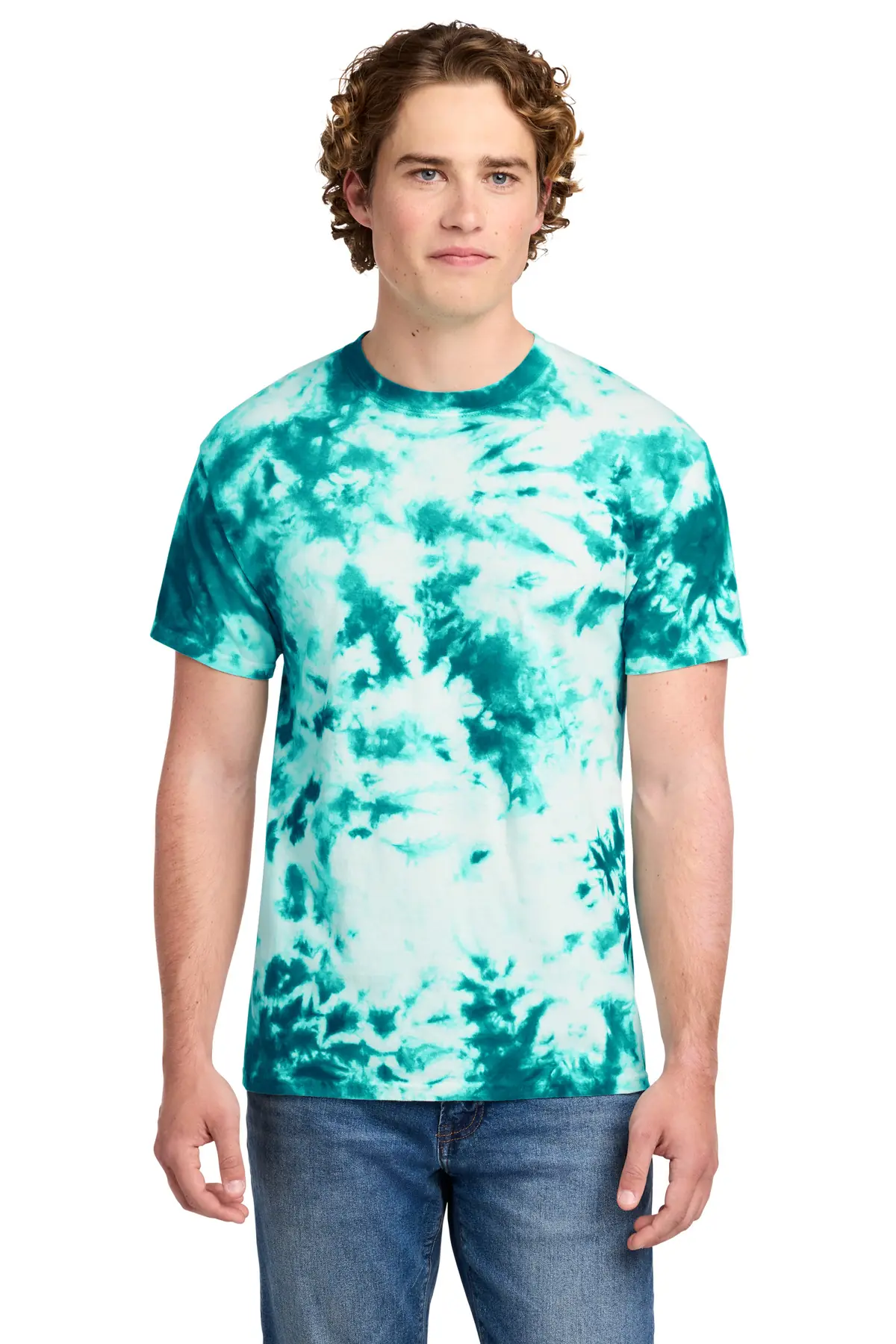 Port & Co Crystal Tie-Dye Tee in Teal