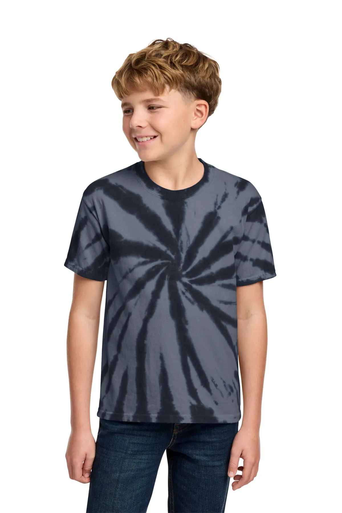 Port & Co Youth Tie-Dye Tee. in Black