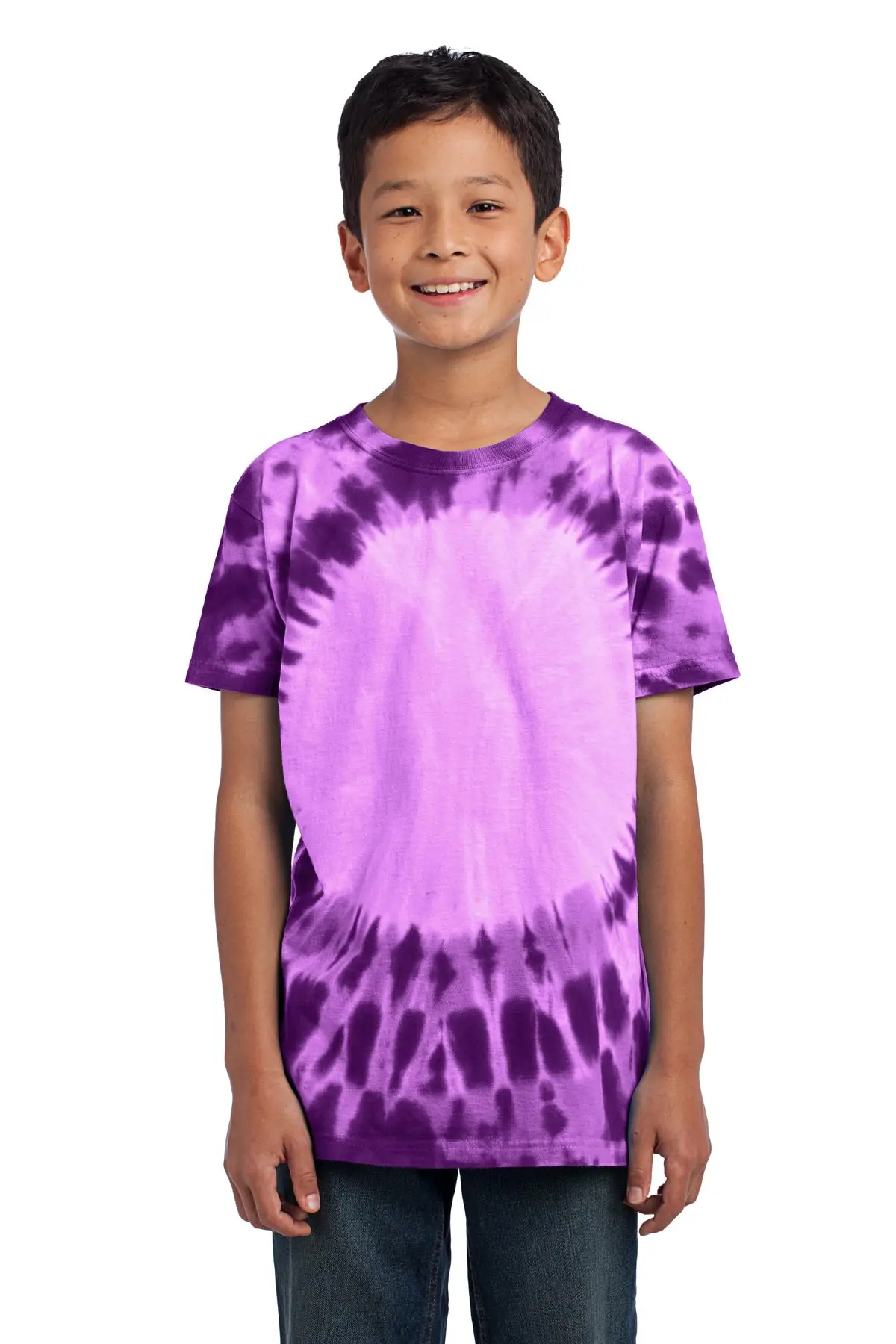 Port & Co Youth Window Tie-Dye Tee. in Purple