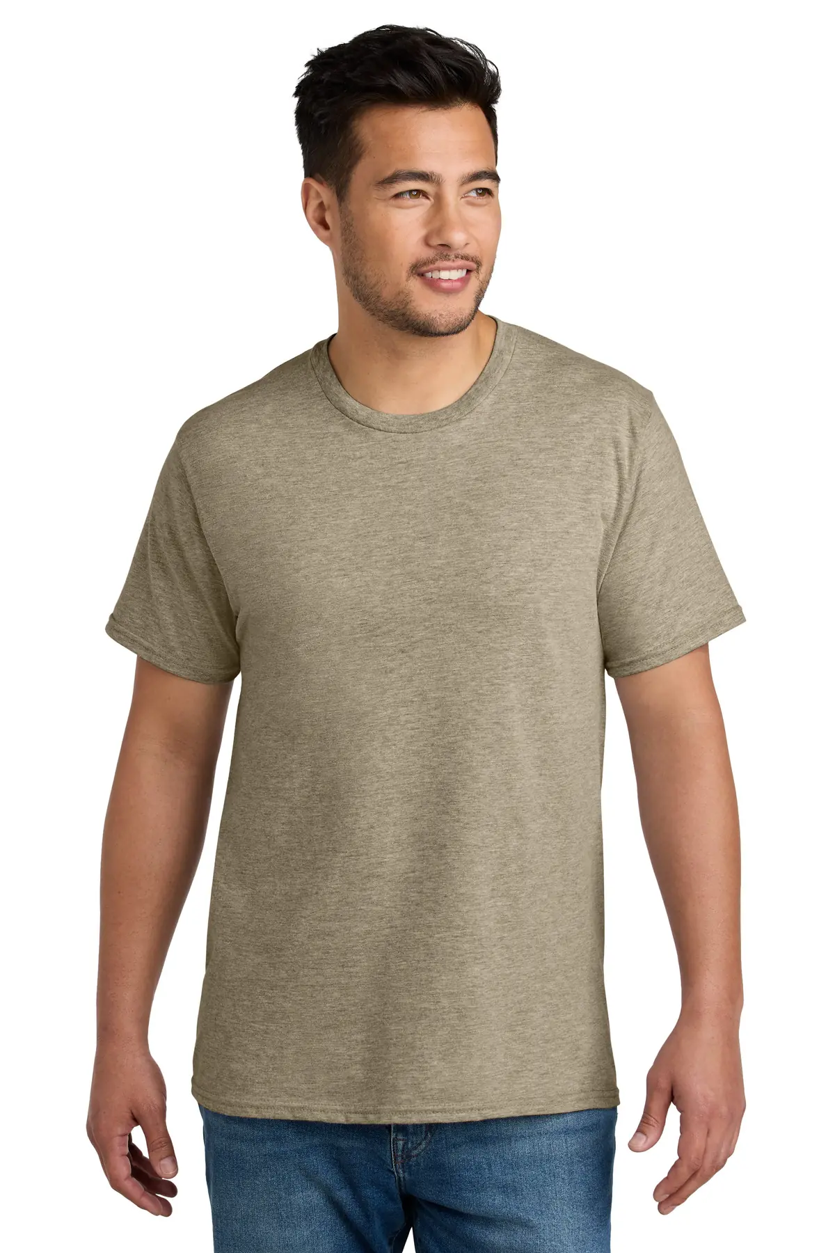 Port & Co CVC Tee in Desert Tan Heather