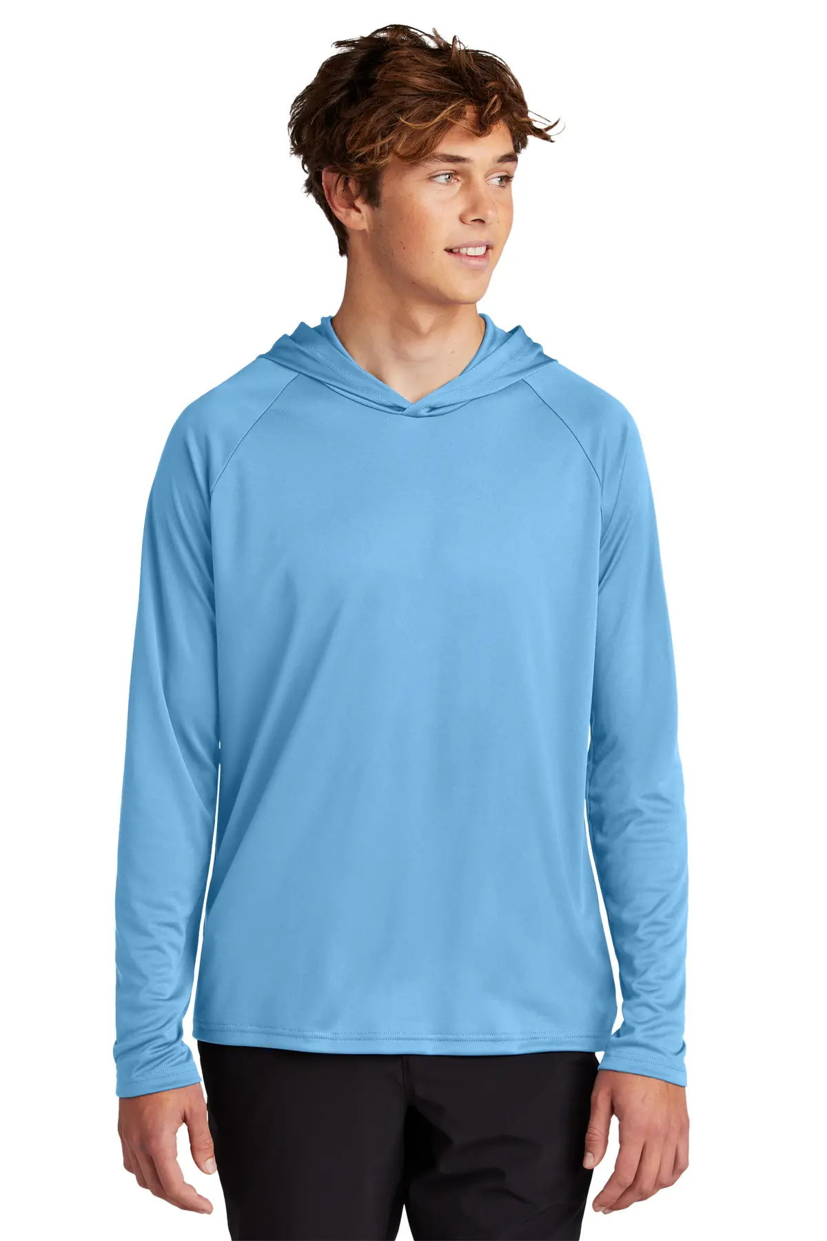 Port & Co Performance Pullover Hooded Tee in Carolina Blue