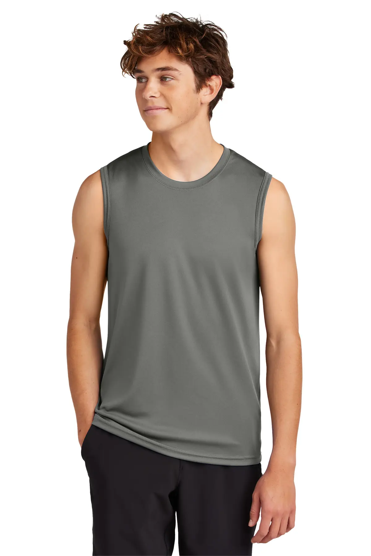 Port & Co Performance Sleeveless Tee in Charcoal