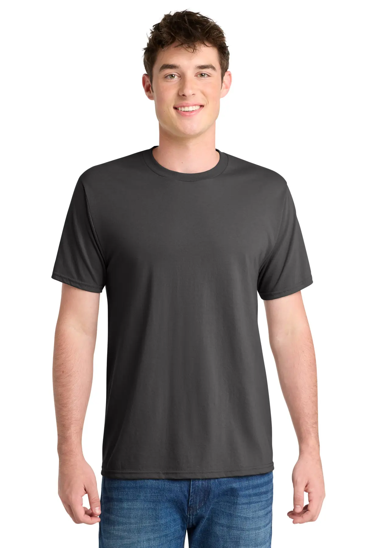 Port & Co Performance Blend Tee. in Charcoal