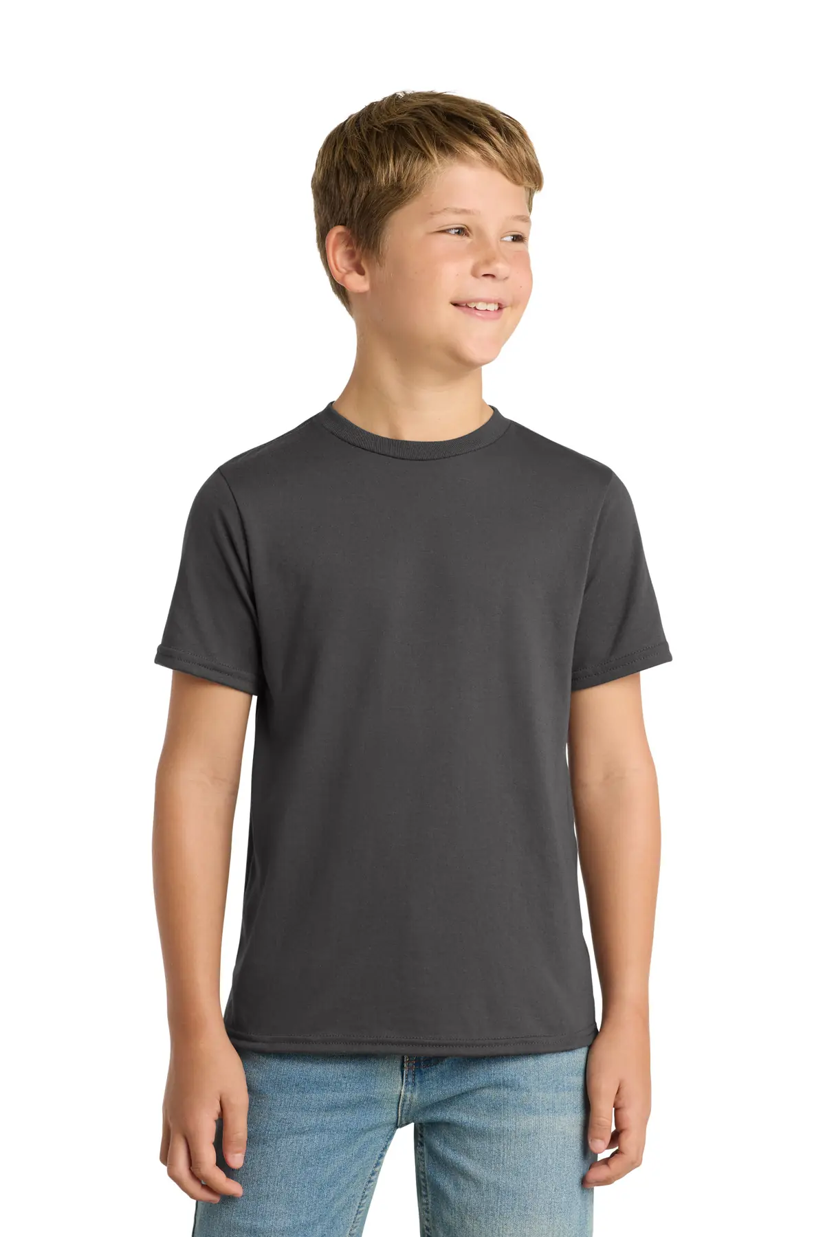 Port & Co Youth Performance Blend Tee. in Charcoal