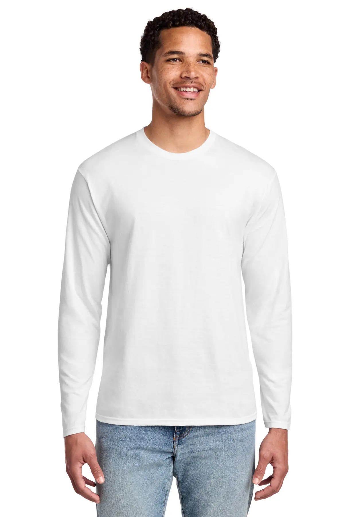 Port & Co Long Sleeve Fan Favorite Tee. in White