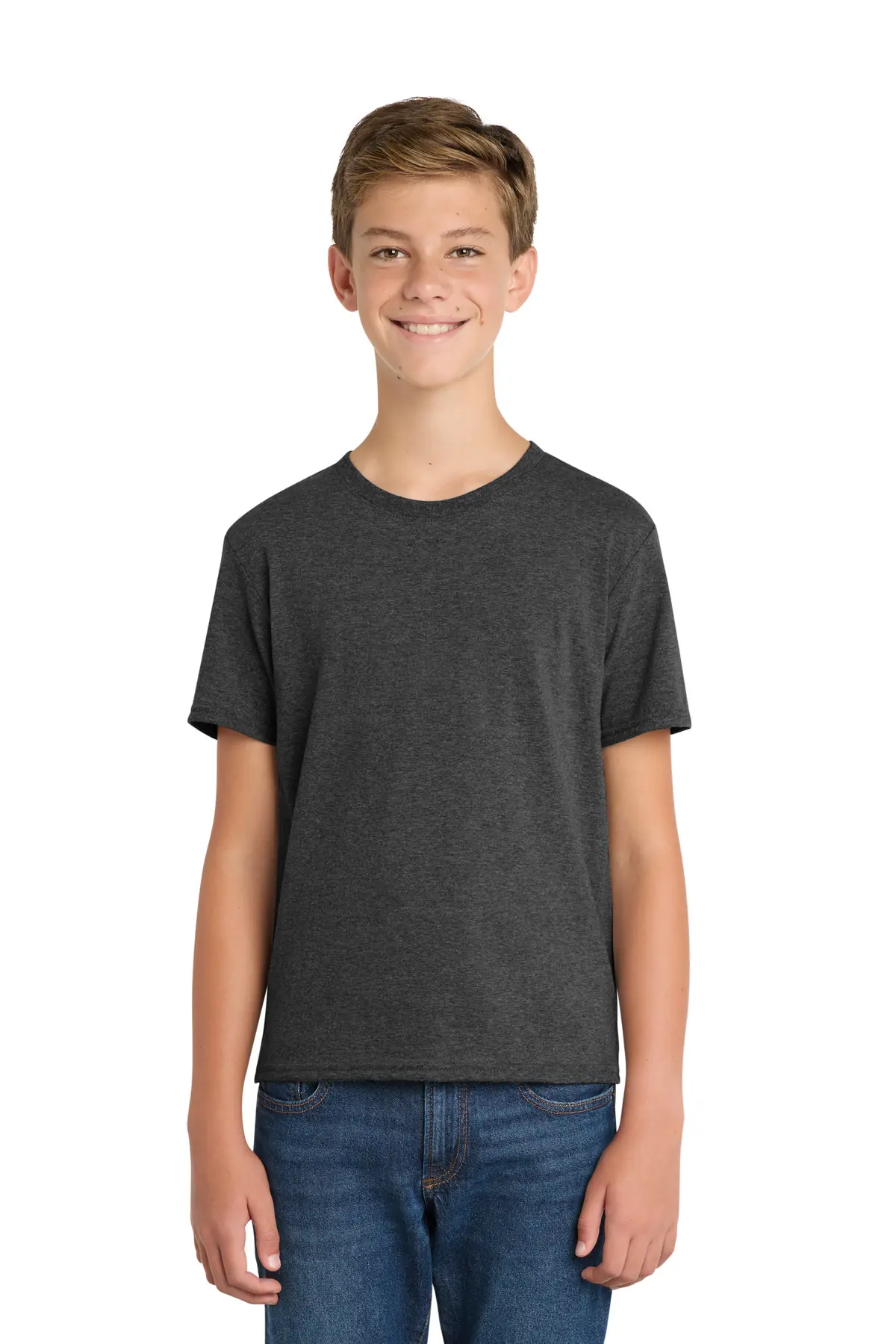 Port & Co Youth Fan Favorite Blend Tee. in Black Heather