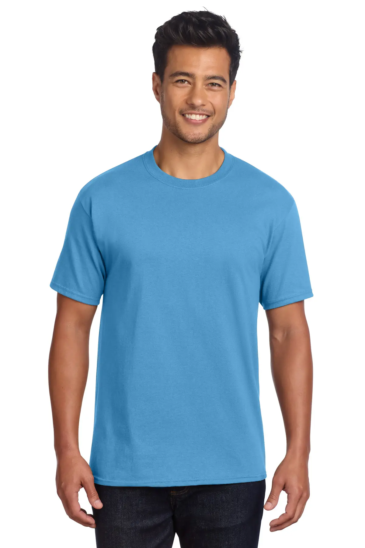 Port & Co Core Cotton DTG Tee in Aquatic Blue