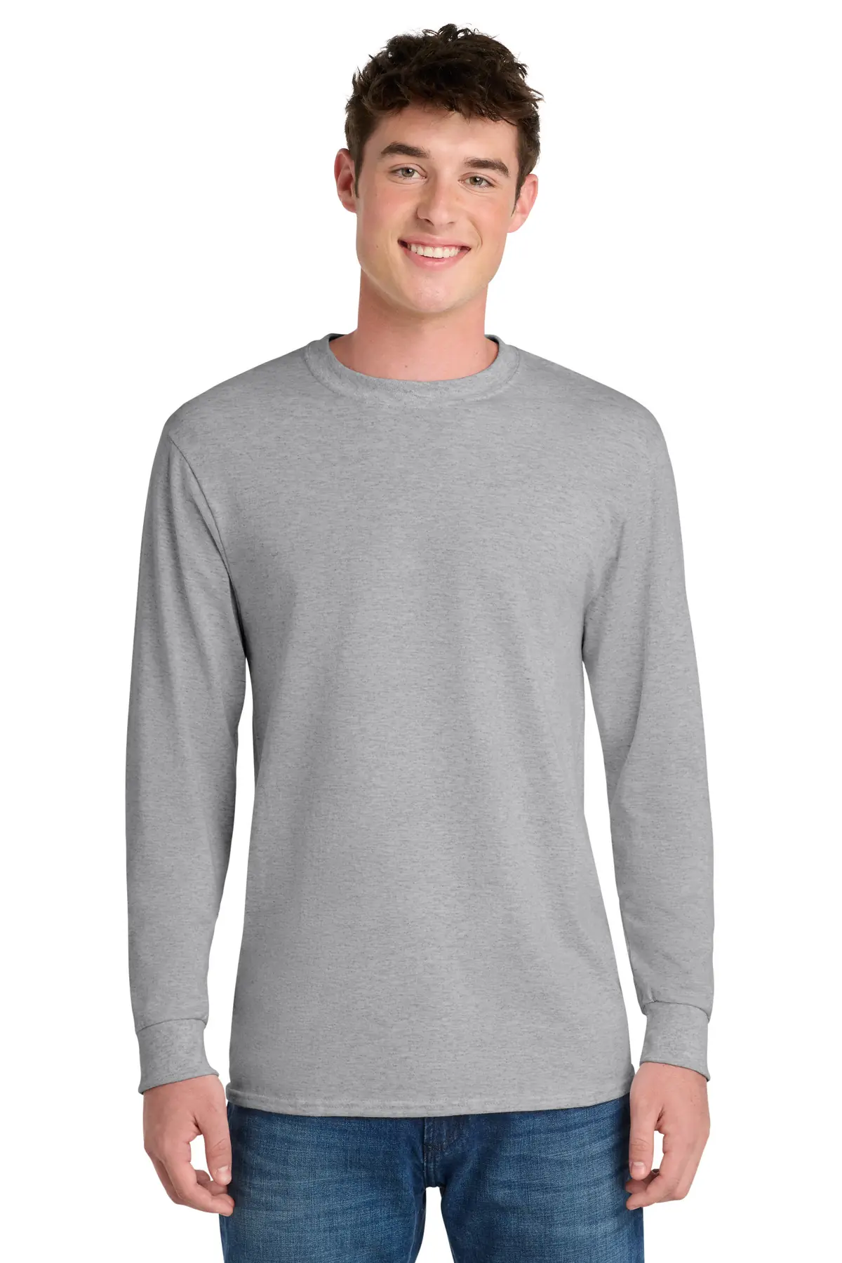 Port & Co Long Sleeve Core Blend Tee. in Ash