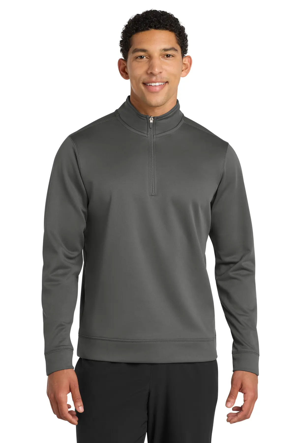 Port & Co Performance Fleece 1/4-Zip Pullover Sweatshirt. in Charcoal