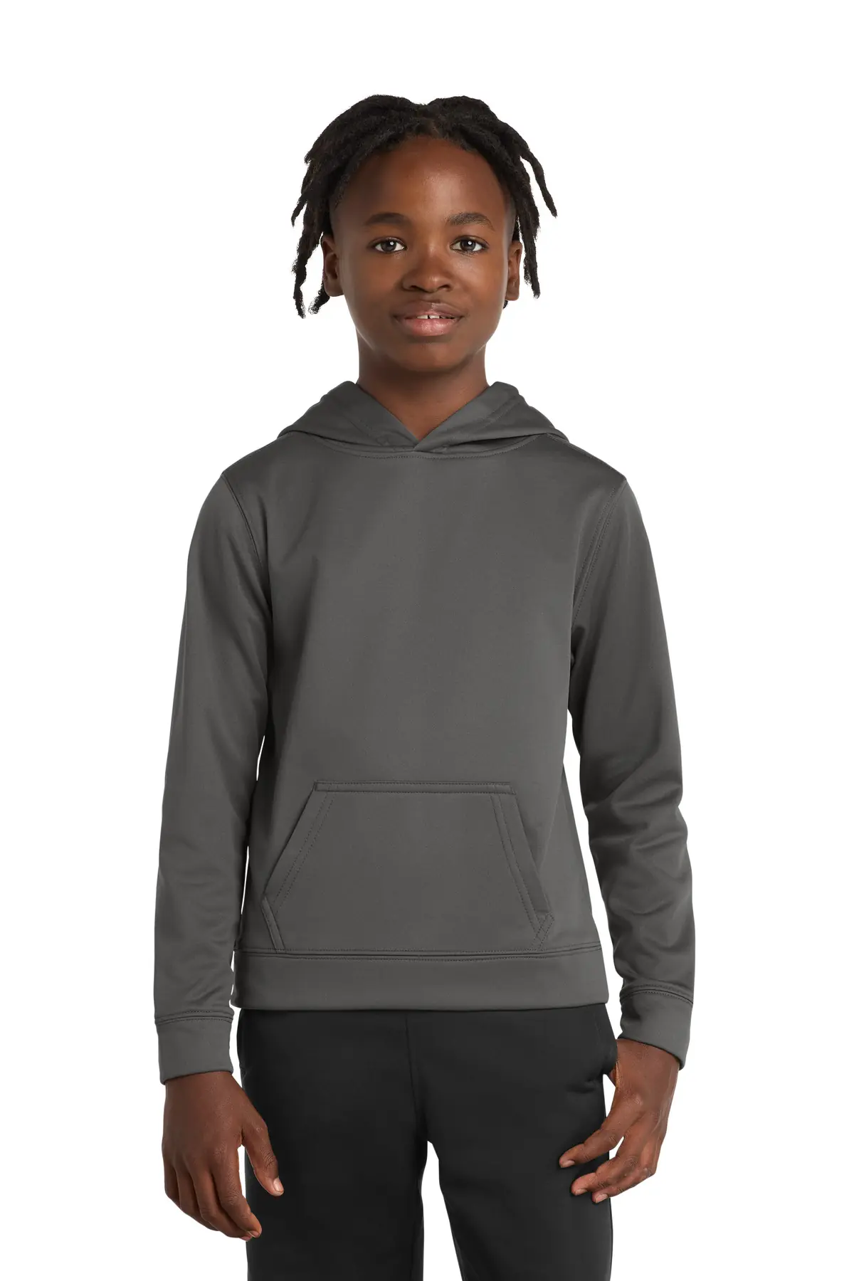 Port & Co Youth Performance Fleece Pullover Hooded Sweatshirt. in Charcoal