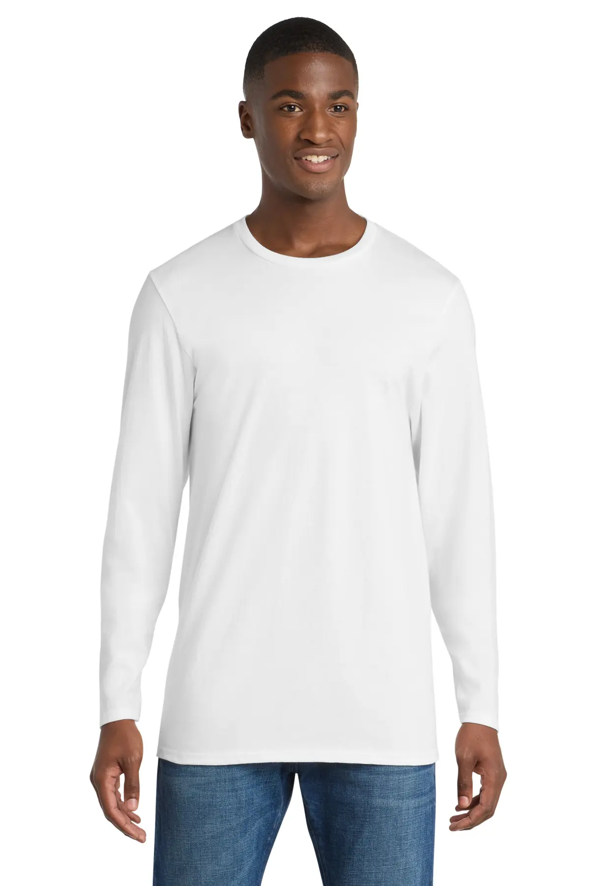 Port & Co Long Sleeve Bouncer Tee in White