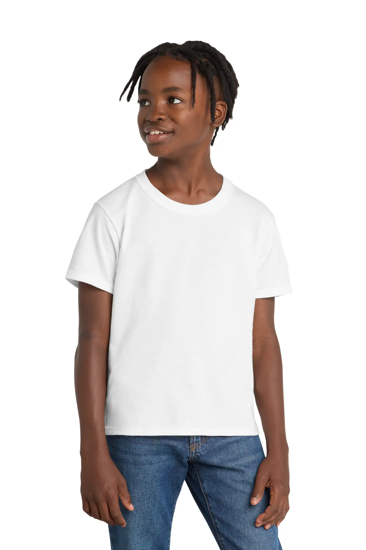 Port & Co Youth Essential Tee. in White