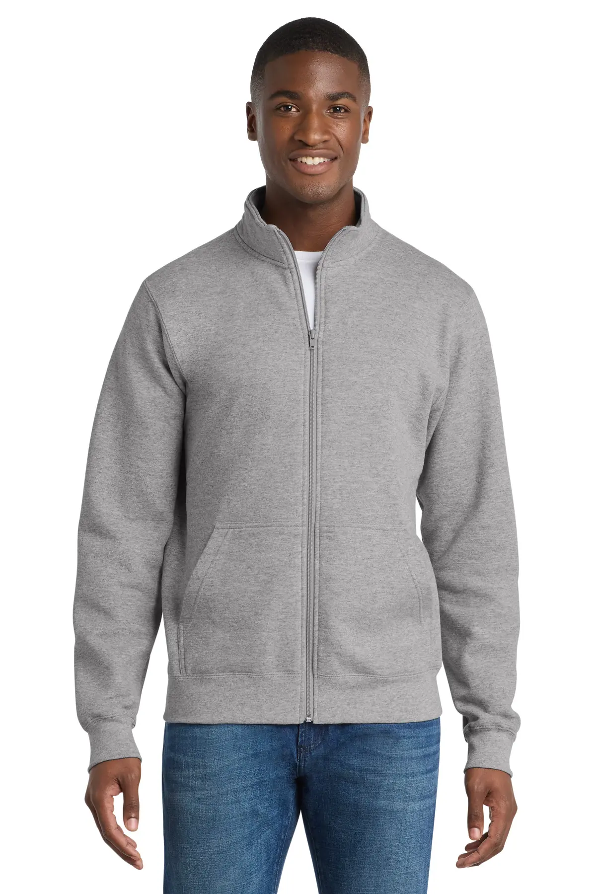 Port & Co Core Fleece Cadet Full-Zip Sweatshirt in Athletic Heather