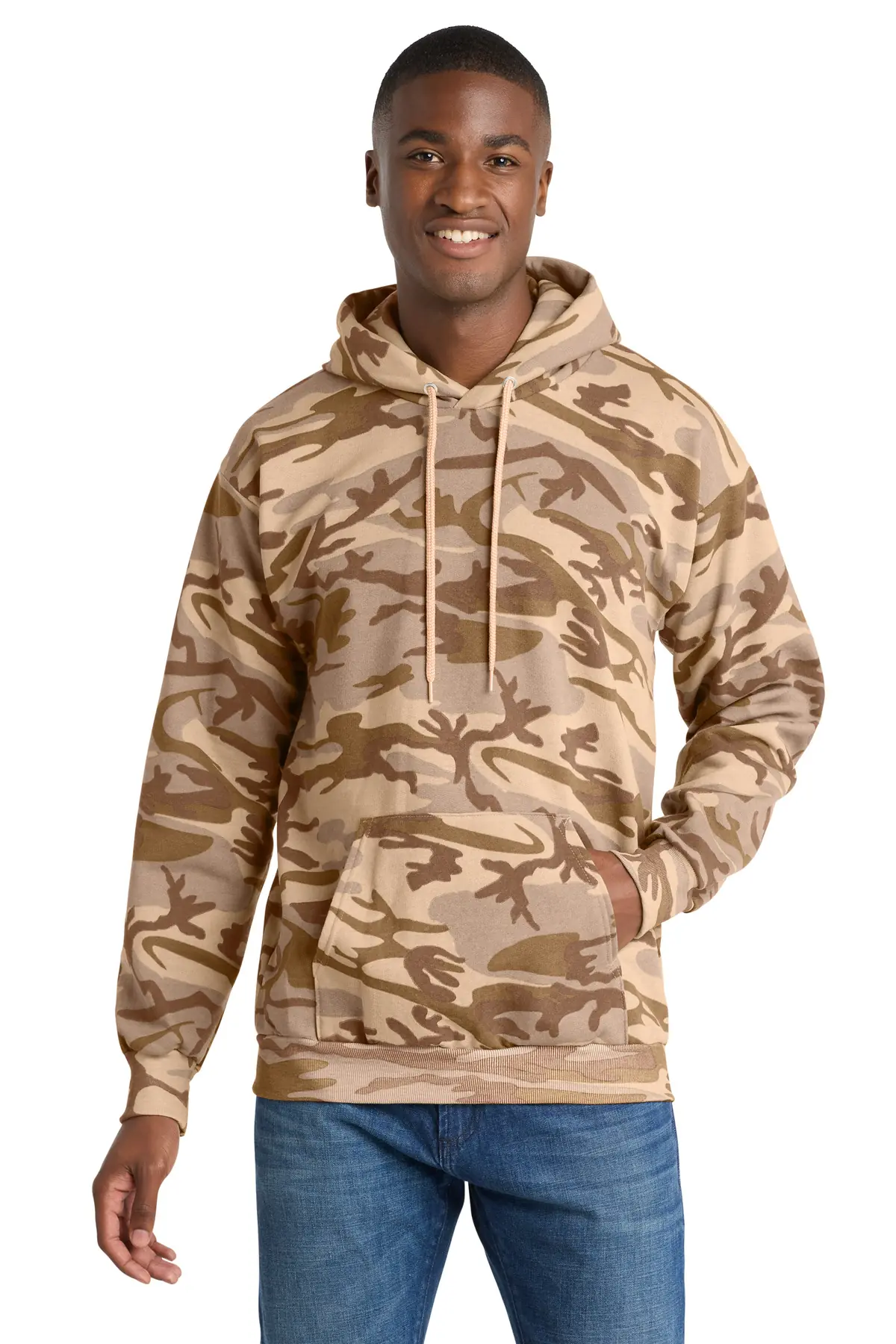 Port & Co Core Fleece Camo Pullover Hooded Sweatshirt. in Desert Camo