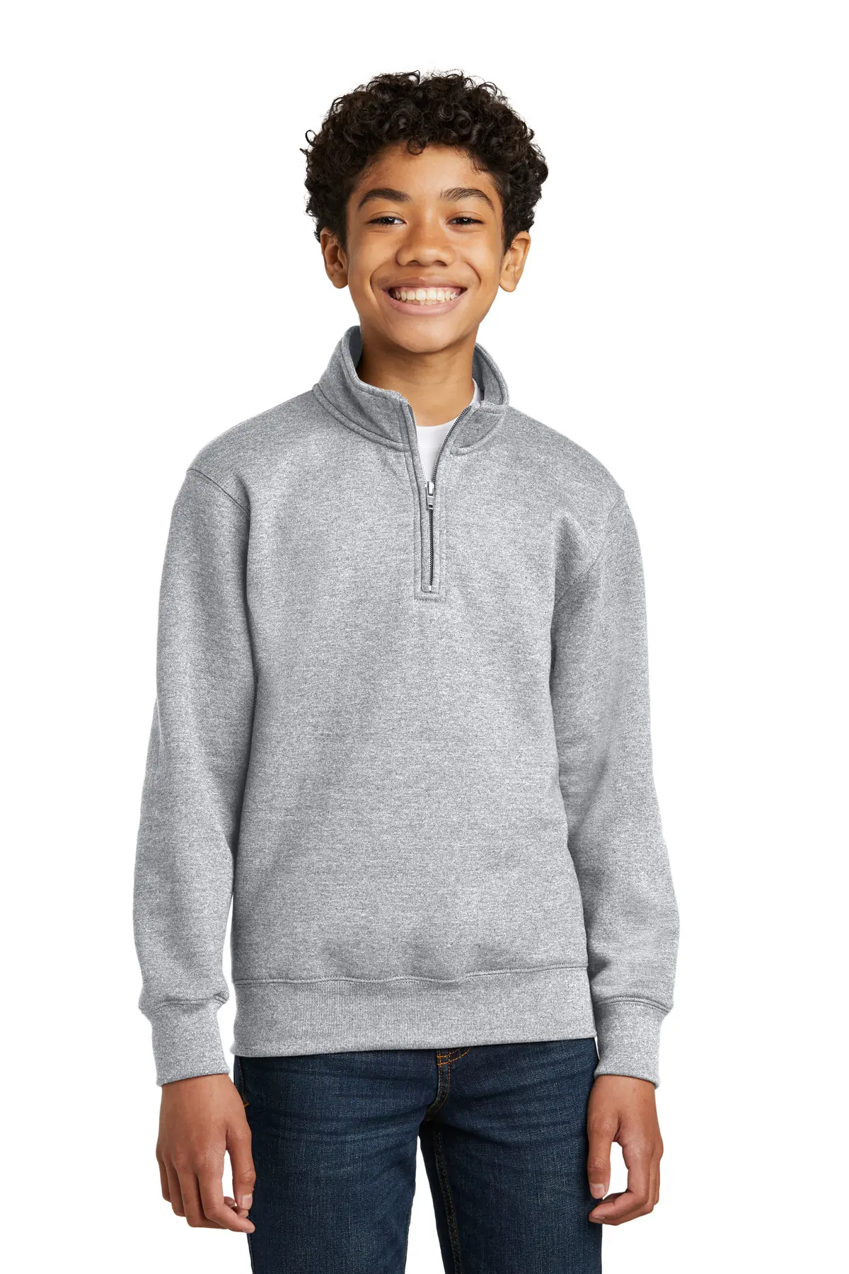Port & Co Youth Core Fleece 1/4-Zip Pullover Sweatshirt in Athletic Heather