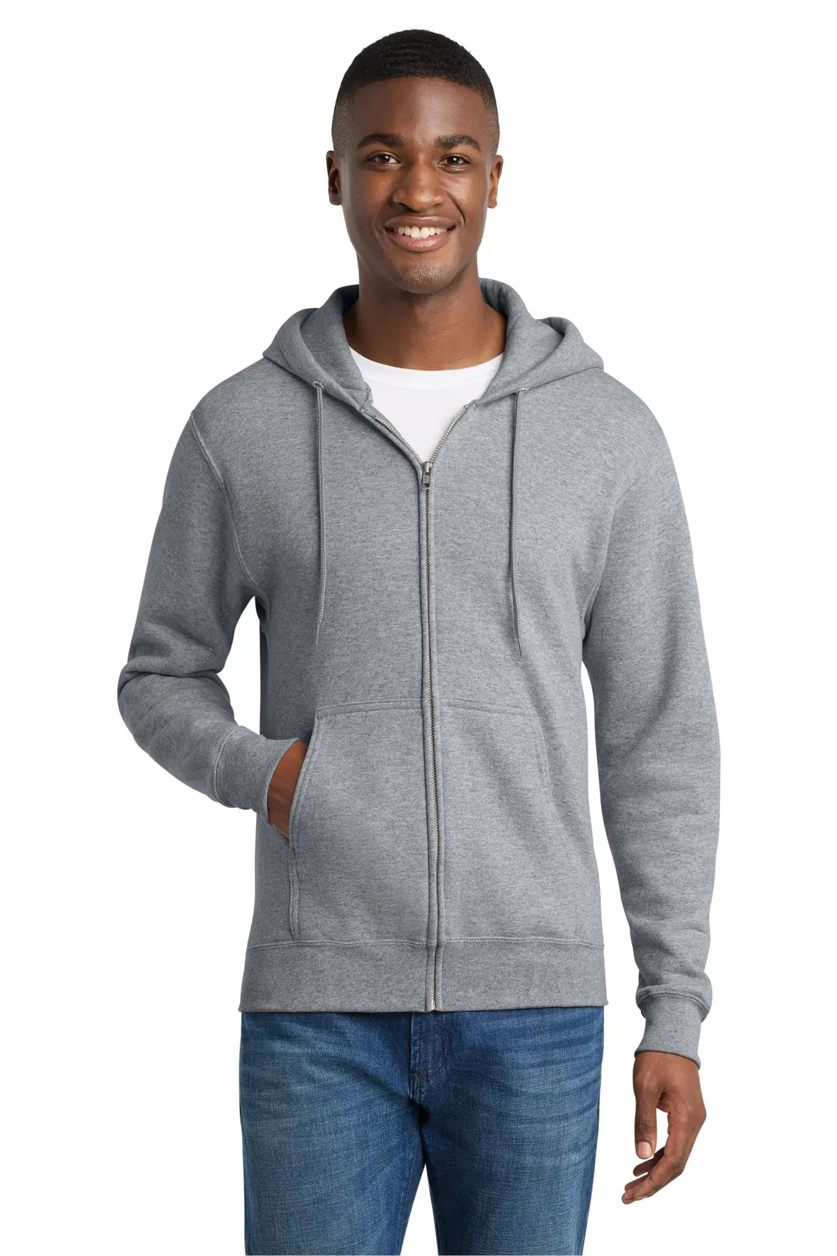 Port & Co Core Fleece Full-Zip Hooded Sweatshirt. in Athletic Heather