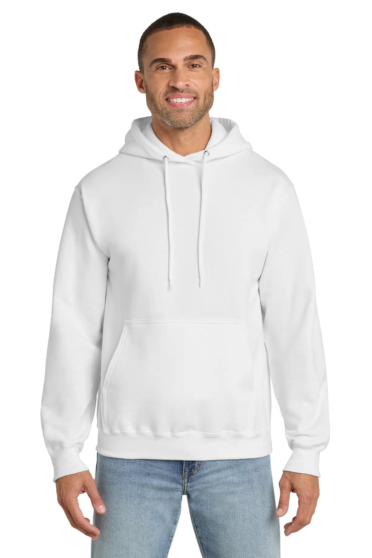 Port & Co Essential Fleece Pullover Hooded Sweatshirt. in White