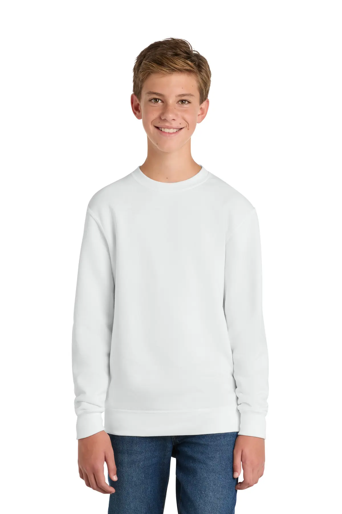 Port & Co Youth Core Fleece Crewneck Sweatshirt. in White