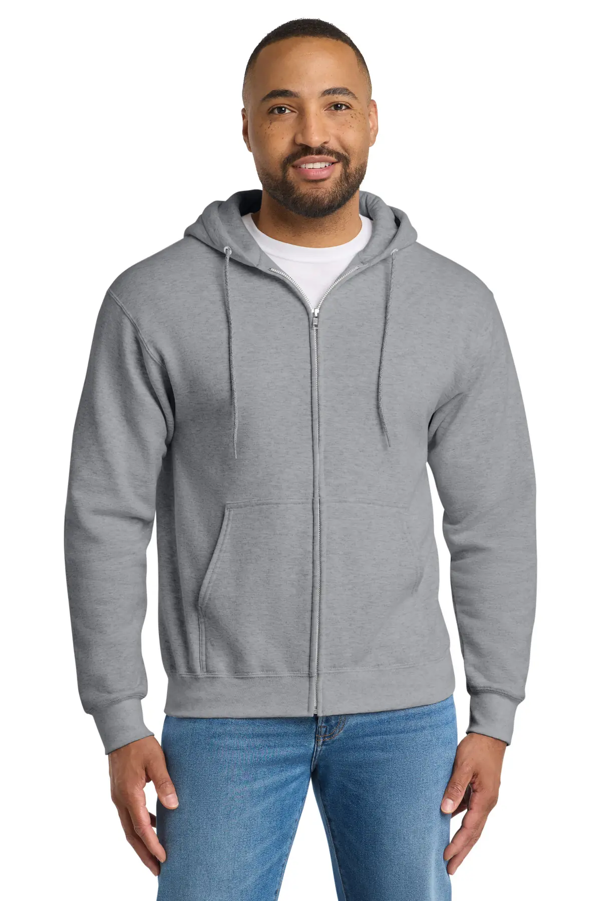 Port & Co Essential Fleece Full-Zip Hooded Sweatshirt. in Athletic Heather