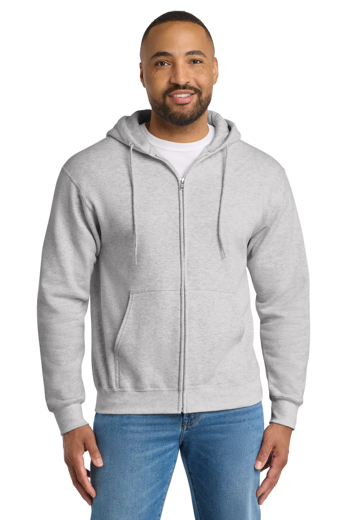 Port & Co Tall Essential Fleece Full-Zip Hooded Sweatshirt. in Ash