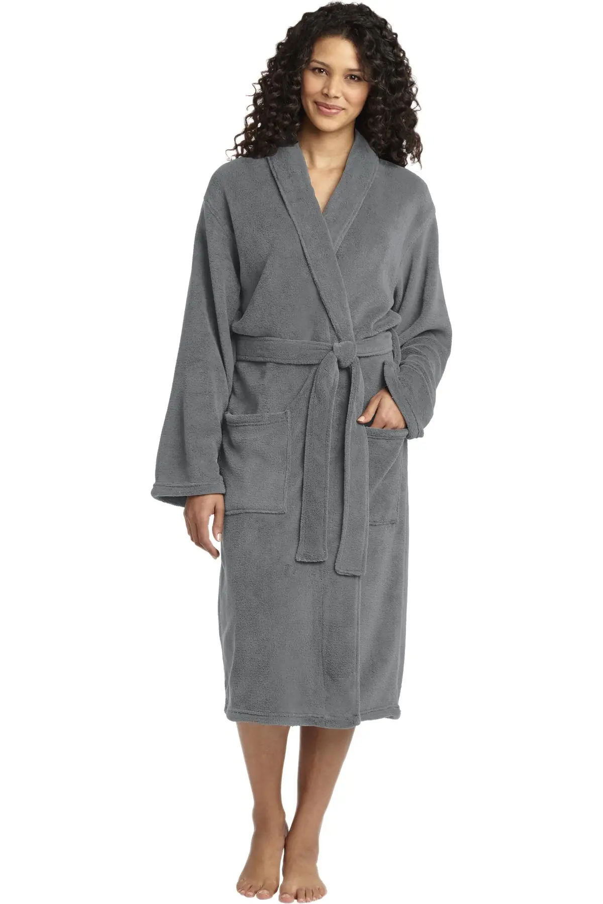 Port Authority Plush Microfleece Shawl Collar Robe. in Deep Smoke