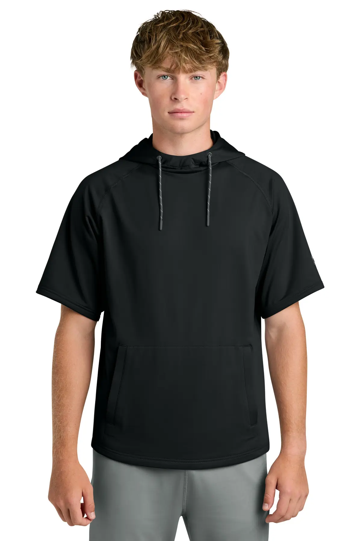 Richardson Charge Performance Fleece Short Sleeve Hoodie in Black