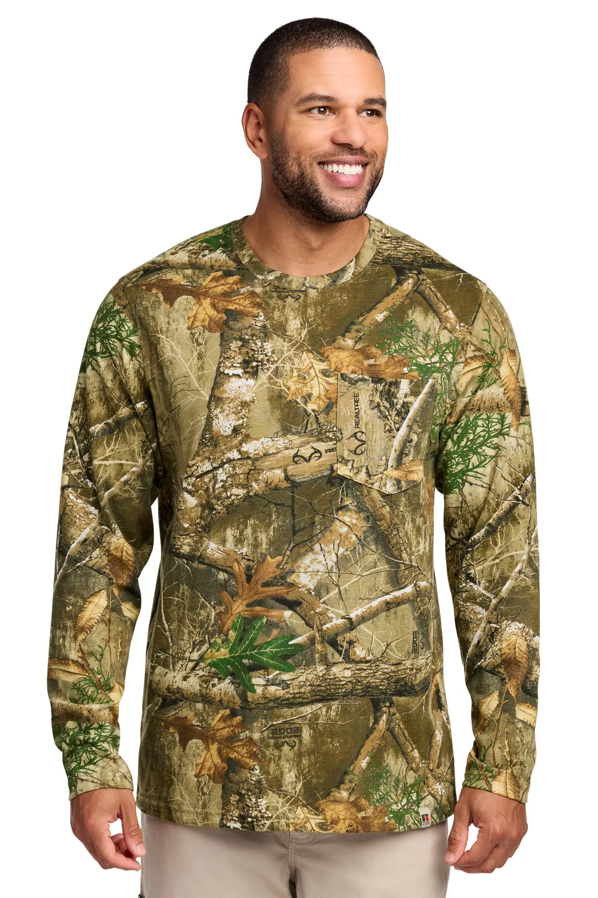 Russell Outdoors Realtree Long Sleeve Pocket Tee in Realtree Edge